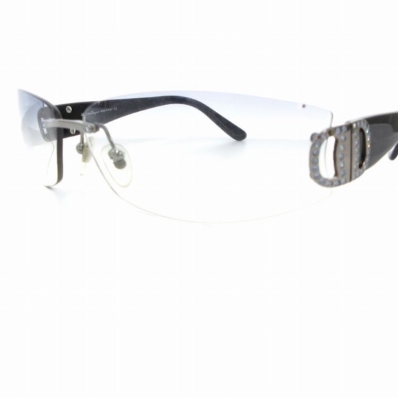 AUTHENTIC SALVATORE FERRAGAMO stylish  Black and Silver Rimless sunglasses - Picture 2 of 6